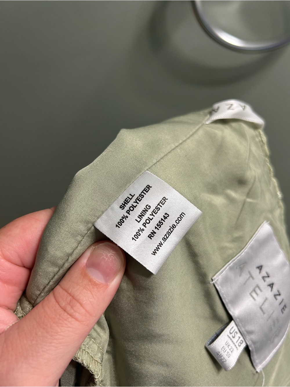 NWT azazie mabel celadon midi dress sage green wedding guest cocktail formal - Picture 3 of 7